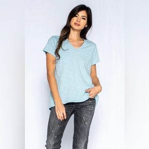 Wilt Crew Neck Shrunken Slub Boyfriend Tee Sz Small in Light Blue